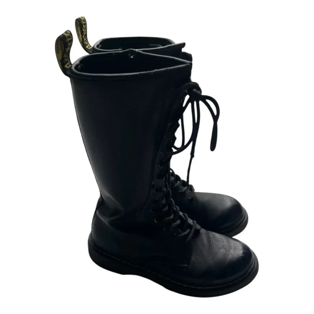 Dr. Martens Youth Black Lace-Up 1914J Combat Boots Sz 2